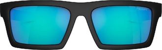 Prada Blue Mirror Rectangular Mens Sunglasses PS 02ZSU 1BO08R 55