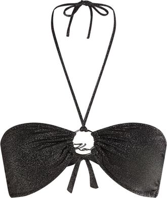 Karl Lagerfeld halter bikini top - women - Nylon/Elastane/Metallic Fibre - S - Black