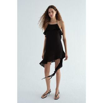 H&M Flounced halterneck dress in Black at Nordstrom, Size Medium
