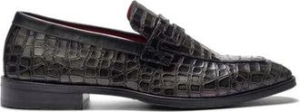Carlos By Carlos Santana Nocturne Penny Loafer in Grey Croco Print at Nordstrom, Size 10.5