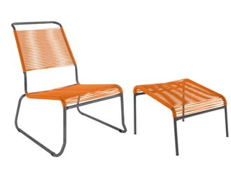 Schubiger M&ouml;bel Spaghetti-Kufen-Lounger-Hochlehner + Hocker S&auml;ntis