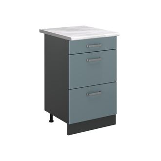 Vicco Mueble Bajo De Cocina R-line, Gris Azulado/antracita, 50 Cm Encimera M&aacute;rmol, Vicco