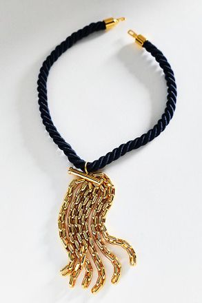 Timeless Pearly Corded Tassel Necklace