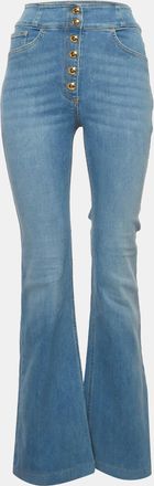 Elisabetta Franchi Blue Denim Buttoned High Rise Jeans S/waist