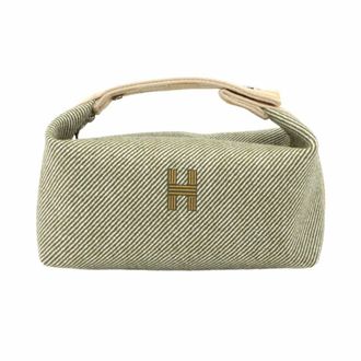 Herm&egrave;s Green Toile H Pouch (Pre-Owned)