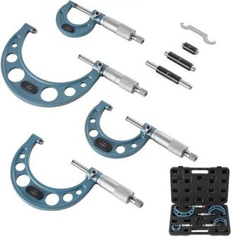 OEM Juego De 4 Micr&oacute;metros Para Maquinista, 0-25,4 Mm, 25,4 Mm-50,8 Mm, 50,8 Mm-76,2 Mm Y 76,2 Mm-101,6 Mm, Precisi&oacute;n Ultrarr&aacute;pida De &plusmn;0,003 Mm, Para Meta