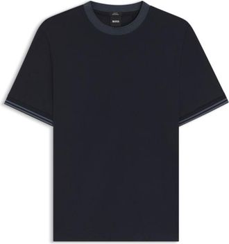 BOSS Contrast-tipping slim-fit T-shirt in mercerised cotton