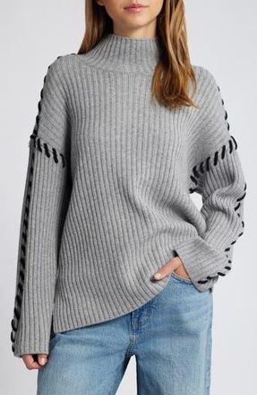 Rails Liam Whipstitch Rib Turtleneck Sweater in Heather Grey at Nordstrom Rack, Size X-Small