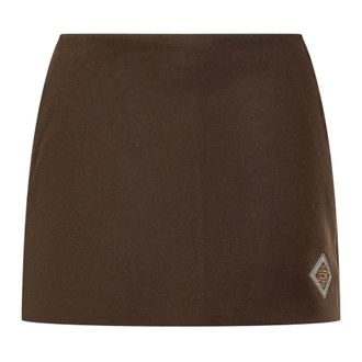Casablanca Wool Varsity Skirt - Dames - Korte rokken - Bruin - XS - Wol - Rokken