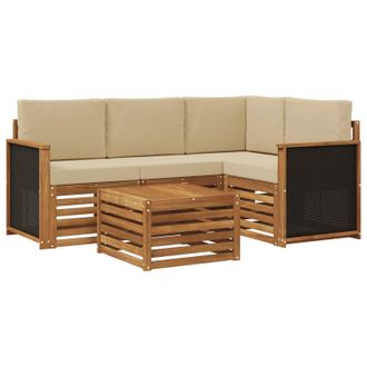 vidaXL Conjunto De Sof&aacute;s De Exterior 5 Pcs Natural Y Beige Vidaxl