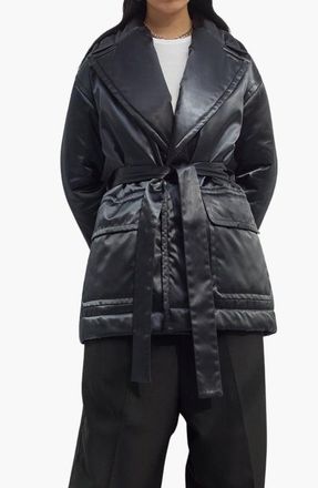 Caalo Satin Down Coat in Black at Nordstrom, Size X-Small