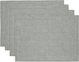 Solino Home Linen Placemats Set of 4, 14 x 19 Inch for Dining Table, Holiday and Everyday Table Decor - Athena in Chambray Grey at Nordstrom, Size