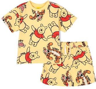 Disney Winnie the Pooh Baby French Terry 2-Piece T-Shirt and Shorts Set in Pooh Tigger Yellow at Nordstrom, Size 12M