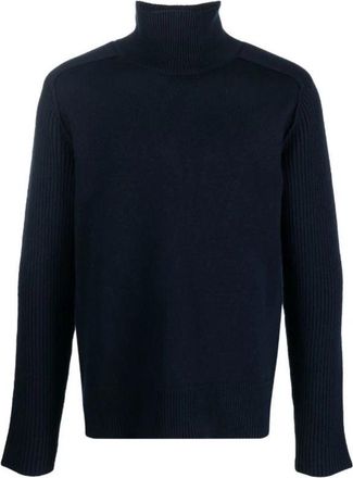 Jil Sander Wollen Trui met Lange Mouwen - Heren - Coltruien - Blauw - S - Wol - Truien & Vesten