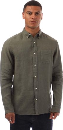 GANT Mens Gant Regular Fit Garment Dyed Linen Shirt in Green