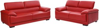 Vente-Unique Sof&aacute; de 3+2 plazas de piel MACELO - Rojo