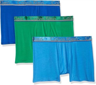 Calvin Klein Mens 3-Pack Underwear Comfort Microfiber Trunks In Skyview/misty/impulsive