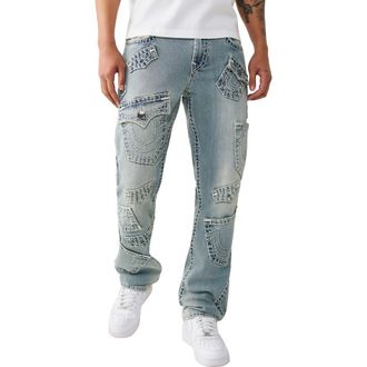 True Religion Ricky Super T Flap Straight Jeans in Grendal Light Wash at Nordstrom, Size 30