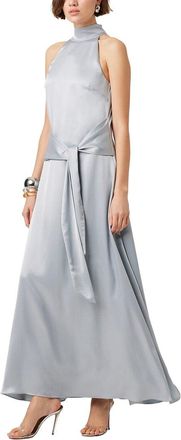 Toccin Jocelyn Tie- Front Silky Satin Maxi Dress