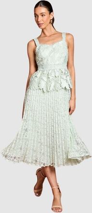 Coast Lace Peplum Midi Dress in Sage at Nordstrom, Size 14