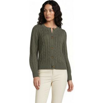 Lands End Drifter Classic Cable Crew Neck Cardigan Sweater in Forest Moss at Nordstrom, Size X-Large P