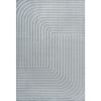 Jonathan Y Designs Odense High-Low Minimalist Angle Geometric Indoor/Outdoor Area Rug in Light Blue/cream at Nordstrom, Size 2Ft 0In X 8Ft 0In