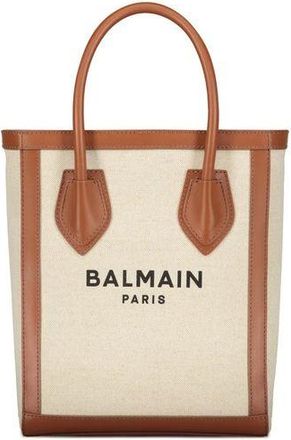 Balmain Brown Cotton Tote Womens Bag