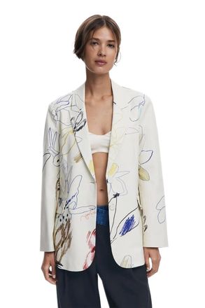Desigual Arty Print White Regular Fit Blazer 25WWEW21 M