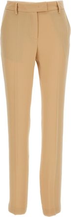 Alberto Biani Beige Straight-Leg Fluid Fabric Cropped Pants