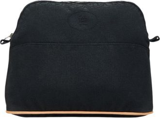 Hermès Black Canvas Leather Pouch (Pre-Owned)