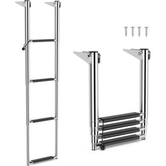 Costway Costway Escalera Telesc&oacute;pica Para Barcos De 4 Escalones, Escalera De Barco Extensible Plegable, De Acero Inoxidable Resistente Para Pontones, Yates Co