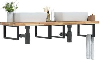 vidaXL Estante De Lavabo De Pared Acero Y Madera Maciza De Acacia Vidaxl