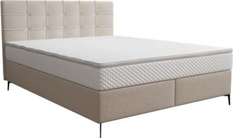 VENTE-UNIQUE.COM Cama continental boxspring poliéster beige 180 x 200 cm