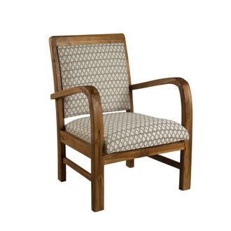 Macabane Sill&oacute;n hexagonal de madera de teca y tela verde