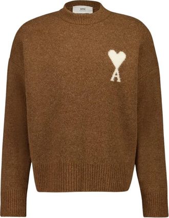 Ami De Coeur Crewneck Sweater - Heren - Ronde hals truien - Bruin - M - Wol - Truien & Vesten