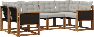 vidaXL Conjunto De Sof&aacute;s De Exterior 6 Uds. Natural Y Gris Claro Vidaxl
