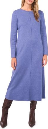 Vince Camuto Exposed Center Seam Long Sleeve Midi Sweater Dress in Denim Heather at Nordstrom, Size Xx-Small