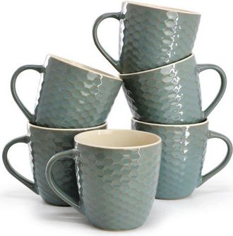Elama Honeycomb 6 Piece 15 oz. Mug Set in Blue at Nordstrom