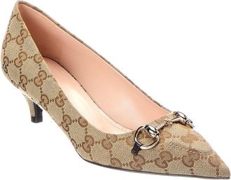 Gucci Horsebit Gg Supreme Canvas & Leather Pump