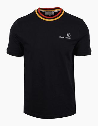 Sergio Tacchini Mens SERGIO TACCHINI RAINER FC T-SHIRT BLACK/OLD GOLD/ADRENALINE RUSH - Size: 40