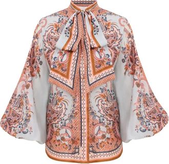 Zimmermann Tie-neck Blouse - female - Zimmermann - Blouses - Multicolor - S - Blouses & Shirts