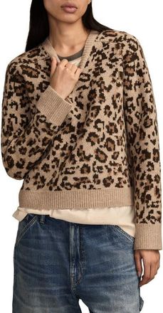 Lucky Brand Cloud Soft Leopard Crewneck Sweater in Leopard Print at Nordstrom, Size Xx-Large