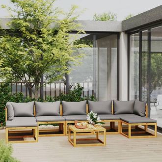 vidaXL Muebles De Jard&iacute;n 8 Pzas Cojines Madera Maciza De Acacia Vidaxl