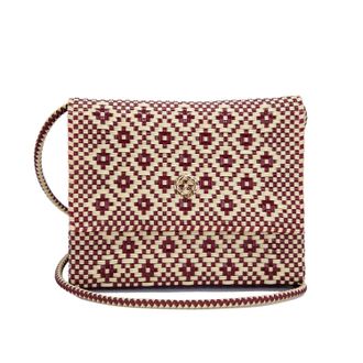 Lola's Bag Womens Handmade Aztec Long Braided Strap Crossbody Bag In Burgundy/beige