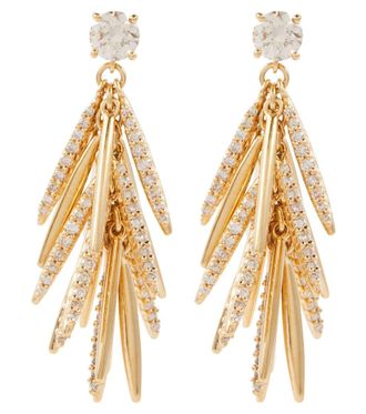 Ileana Makri Orecchini Grass Sunshine Drop in oro giallo 18kt con diamanti