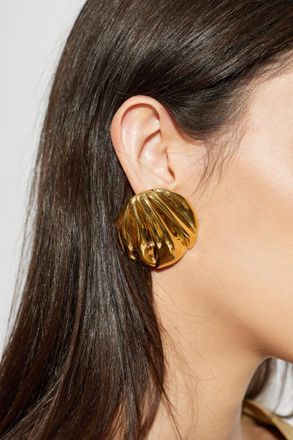 Chlo&eacute; Pleats Clip-on Earrings, Womens, Gold