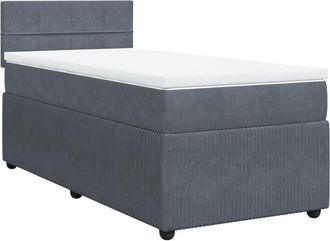 vidaXL Cama Box Spring Con Colch&oacute;n Terciopelo Gris Oscuro 100x200 Cm Vidaxl