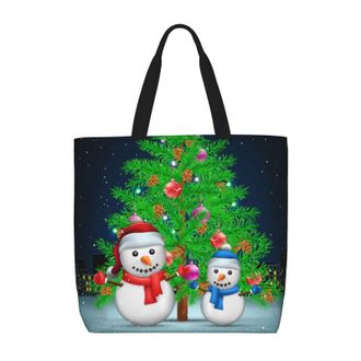Generic Women Handbag Snowman Christmas Tree Travel Tote Bag Large Capacity Waterproof Crossbody Bags, For Graduation, Gym, Wedding, Swim, Birthday