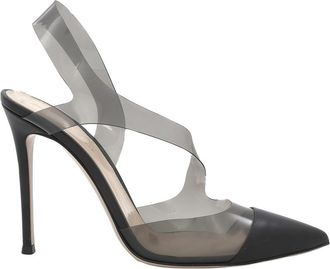 Gianvito Rossi Ladies Black/Fume Cut-out Pointed Pumps, Brand Size 40 ( US Size 10 )