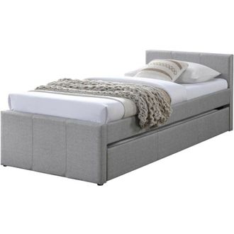 Vente-Unique Letto a scomparsa 90 x 190 cm Tessuto Grigio - DORITALO